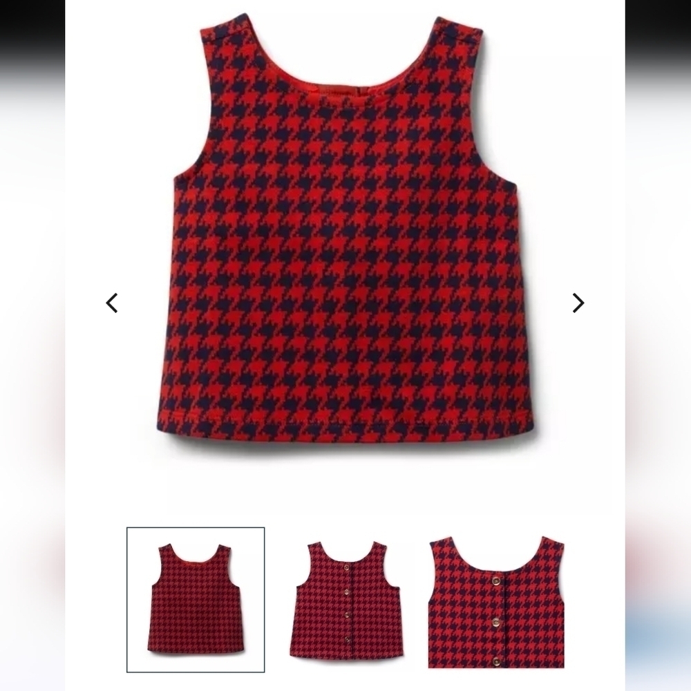JANIE AND JACK FUNNY VALENTINE HOUNDSTOOTH TOP. SIZE 18-24 MONTHS.